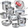 Mueller 17-Piece Ultra-Clad Pro Stainless Steel Pots and Pans Set with Ergonomic EverCool Handle - Image 4