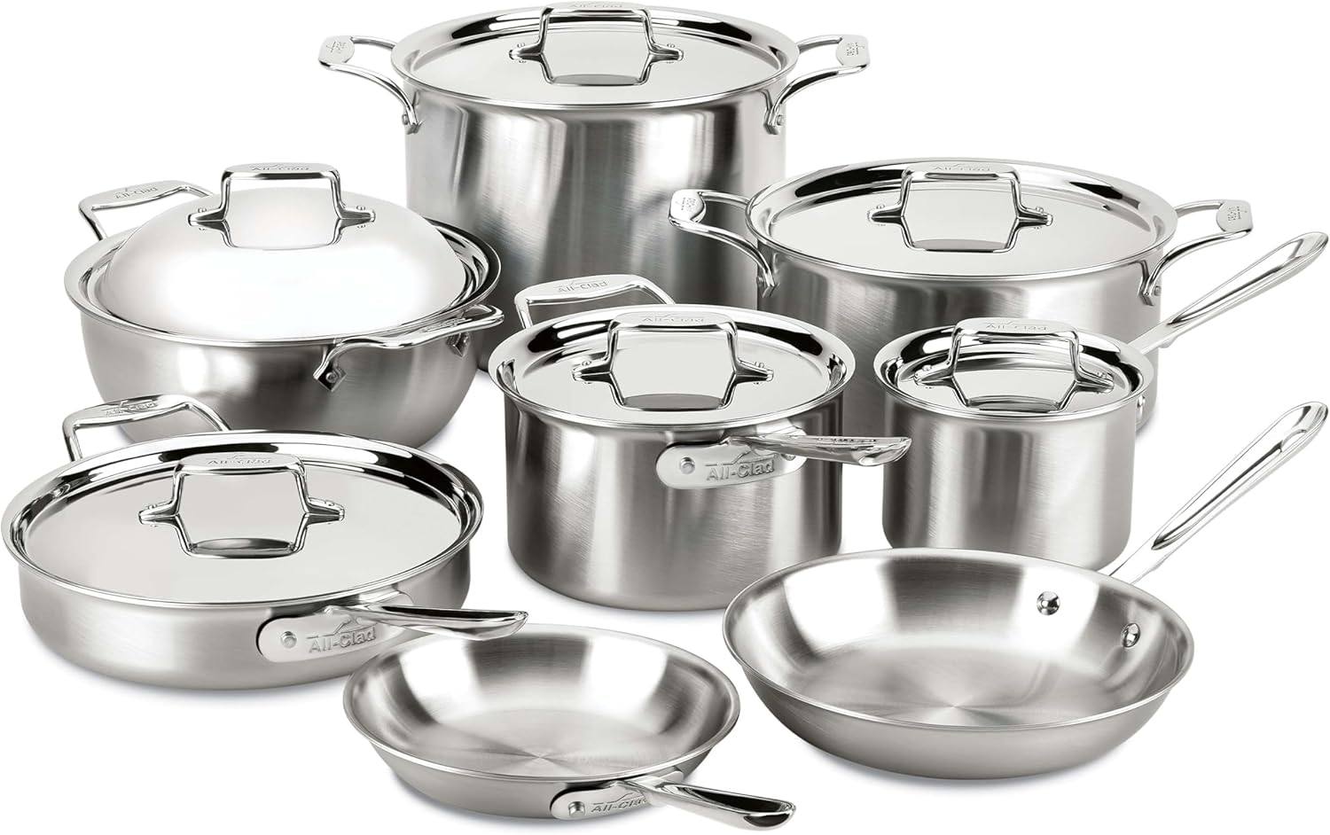 All-Clad BD005714 Brushed d5 Stainless Steel 5-Ply 14-Piece Cookware Set