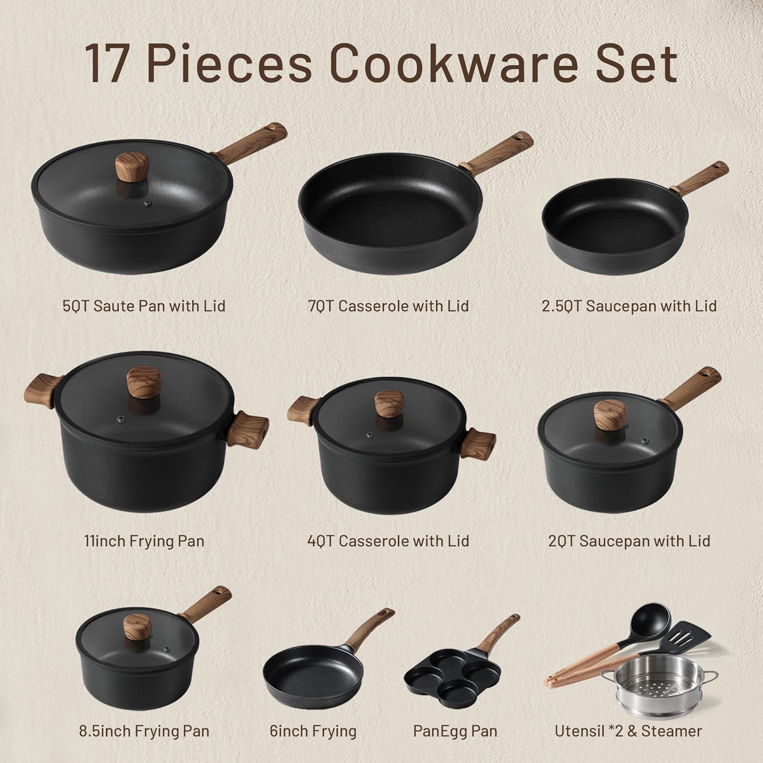 CAROTE Nonstick Pots and Pans,Cookware Set 16pcs Kitchen Cooking Sets, Pots and Pans Set Non Stick