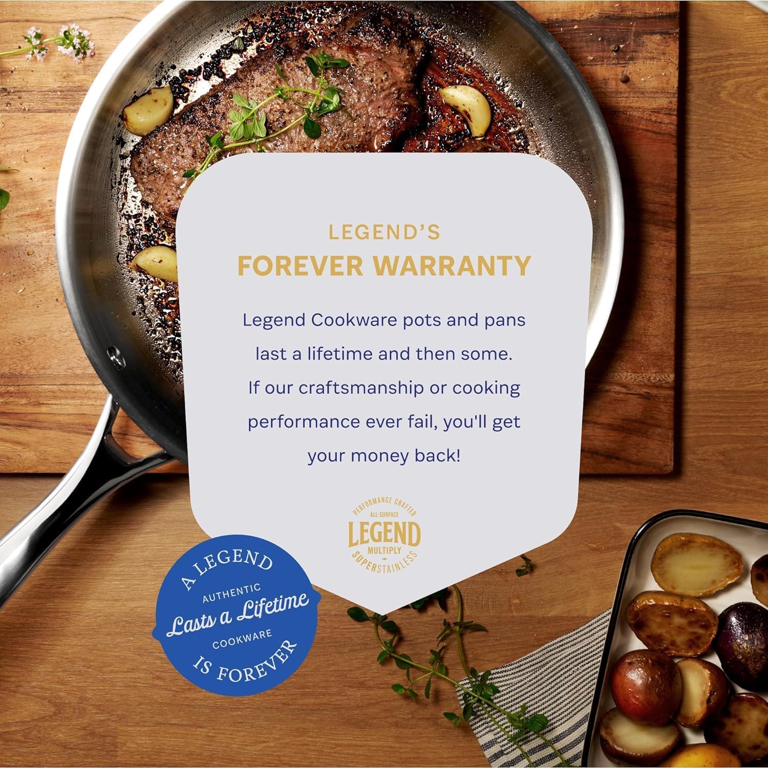 LEGEND COOKWARE 3 Ply Stainless Steel Pots and Pans Set | 11-Piece w/Glass Lids, Non-Toxic, Induction, Oven Safe | Best 18/8 Full Clad, Premium Kitchen Cooking, Chef Quality | PFOA, PTFE  PFOS Free