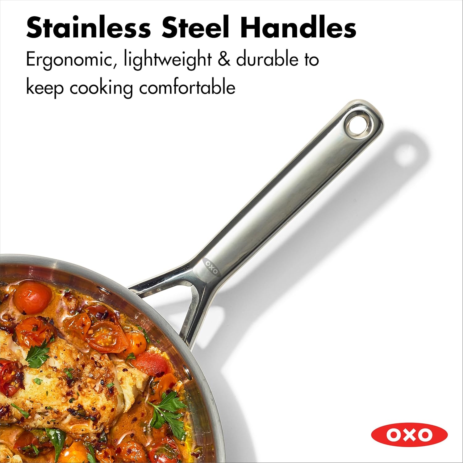 OXO Agility Tri-Ply Stainless Steel 13 Piece Kitchen Cookware Pots and Pans Set, Induction, PFAS-Free Ceramic Nonstick Coated Frypans, Saucepans, Stockpot, Quick Even Heating, Dishwasher and Oven Safe