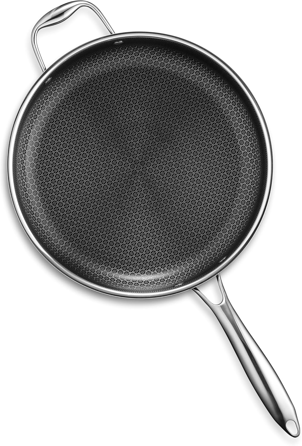 HexClad Hybrid Nonstick 5.5 Qt Deep Sauté Pan and Lid, Dishwasher and Oven-Safe, Compatible with All Cooktops