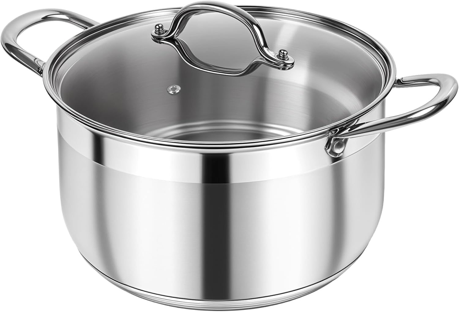 Kirecoo Stainless Steel Stock Pot - 12 Quart Heavy Duty Induction Cooking Pot with Visible Lid for Pasta, Soup, Spaghetti, Nonstick Thick Bottom Big Stockpot, Cookware for Canning, Boiling, Simmer