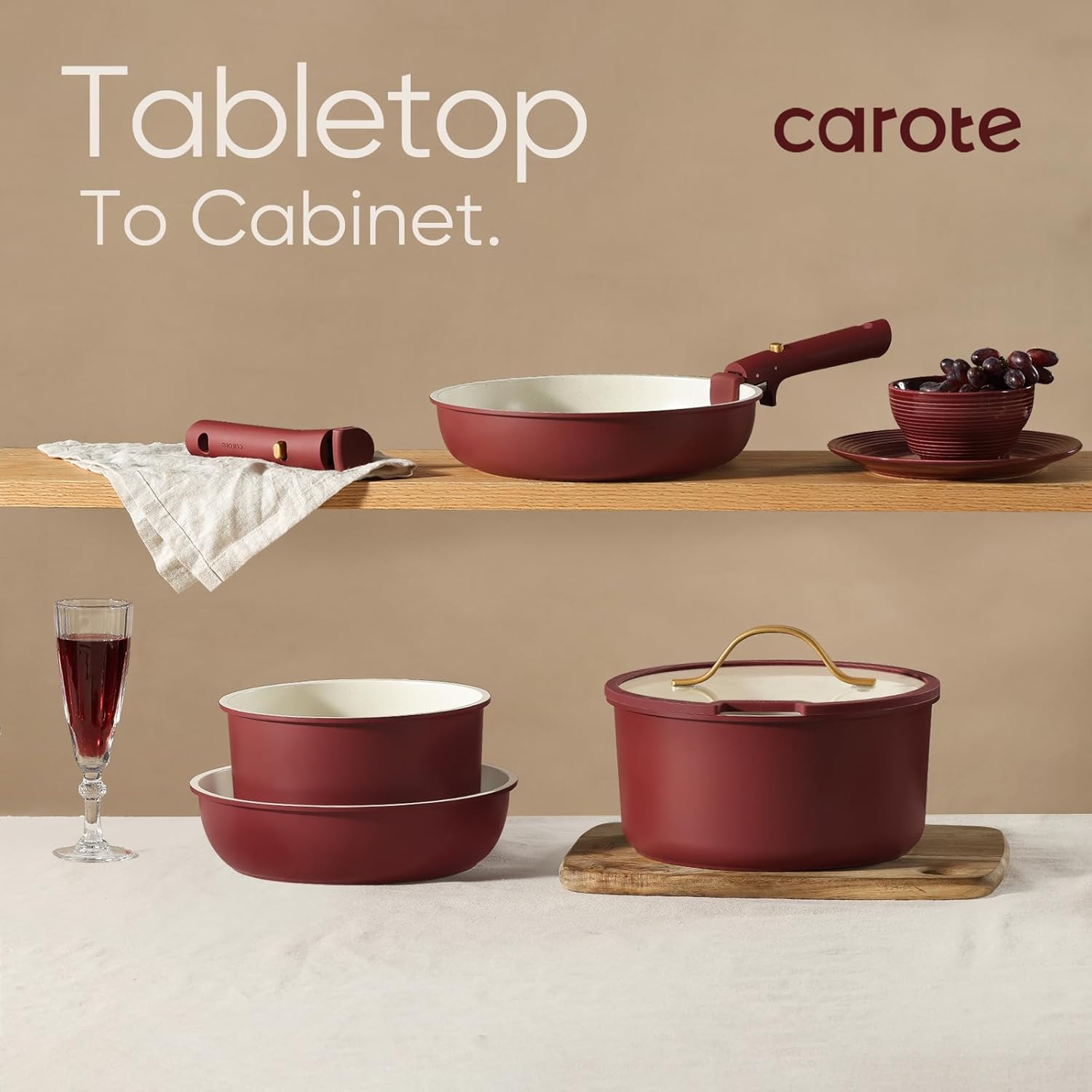 Carote 19pcs pots and pans set non stick