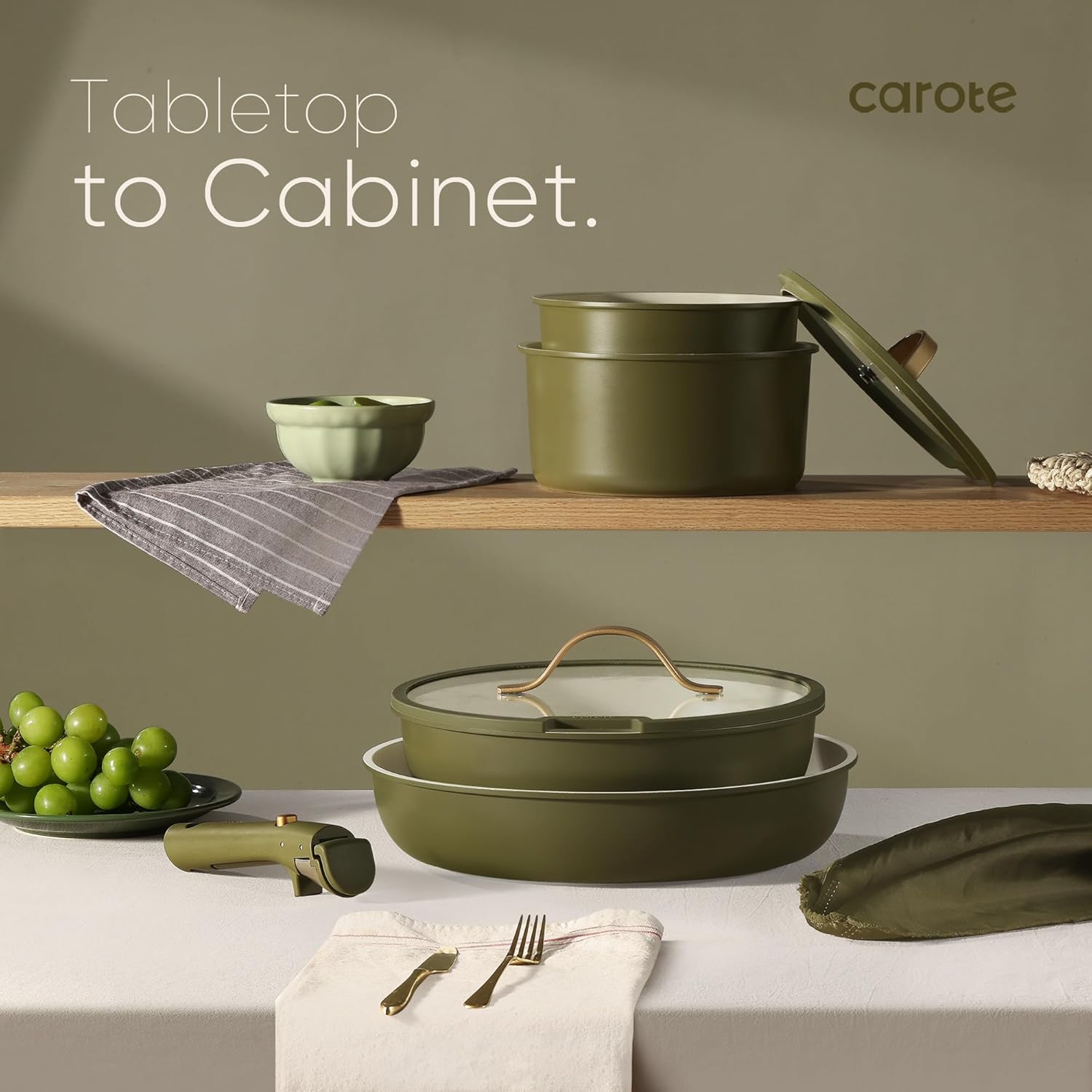 Carote 19pcs pots and pans set non stick