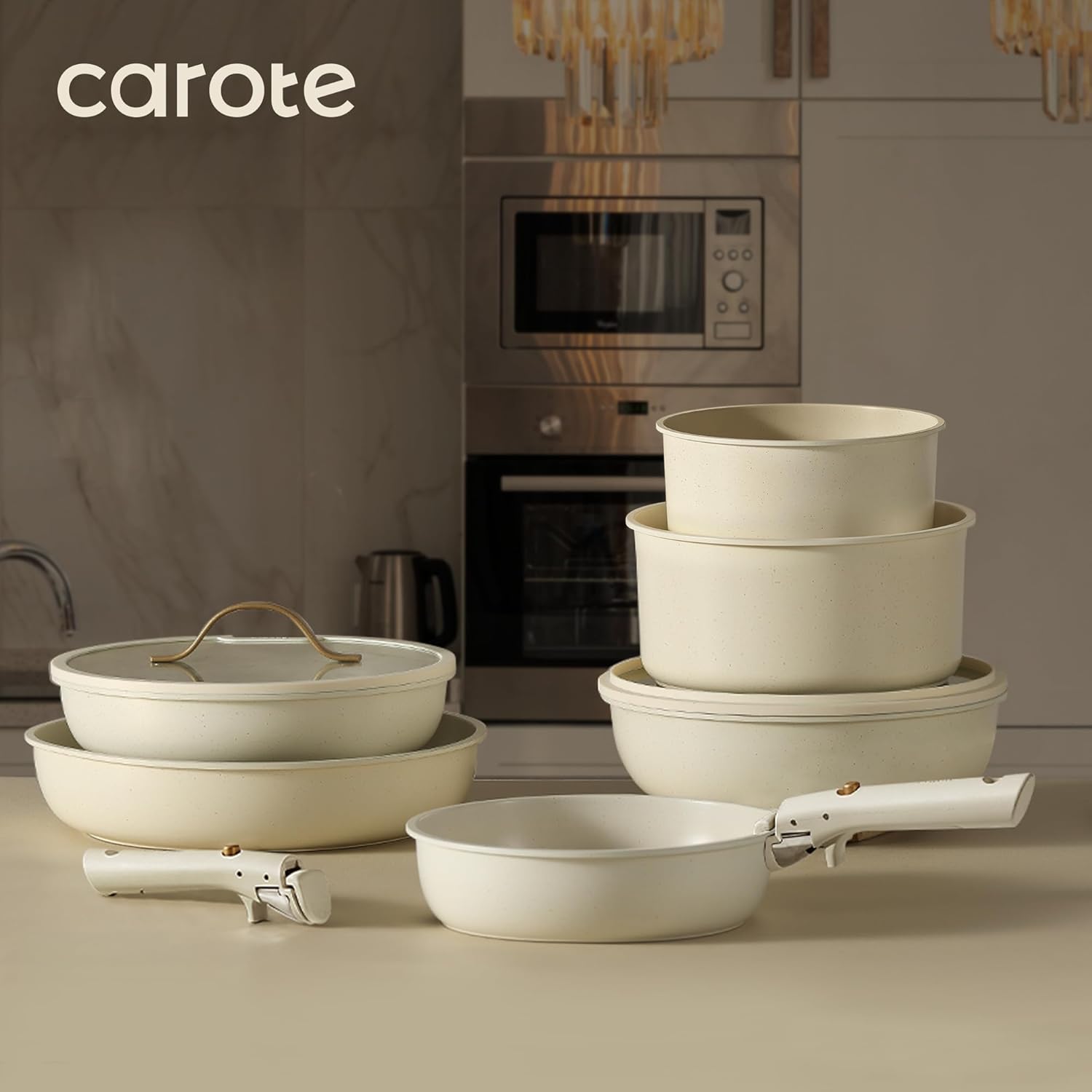 Carote 19pcs pots and pans set non stick