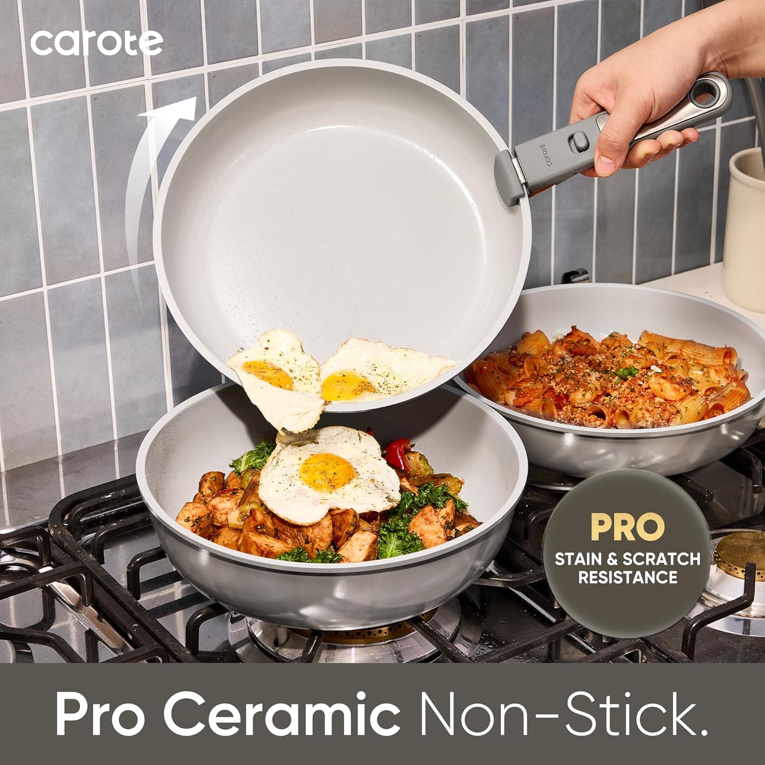 CAROTE 27pcs Ceramic Cookware Set Nonstick, Pots and Pans Set Non Stick, Non Toxic Cookware Detachable Handles, Dishwasher/Oven Safe, RV/Camping Cookware, Pan and Pot with Kitchen Utensils, Dark Gray CAROTE 27pcs Ceramic Cookware Set Nonstick, Pots and Pans Set Non Stick, Non Toxic Cookware Detachable Handles, Dishwasher/Oven Safe, RV/Camping Cookware, Pan and Pot with Kitchen Utensils, Dark Gray
