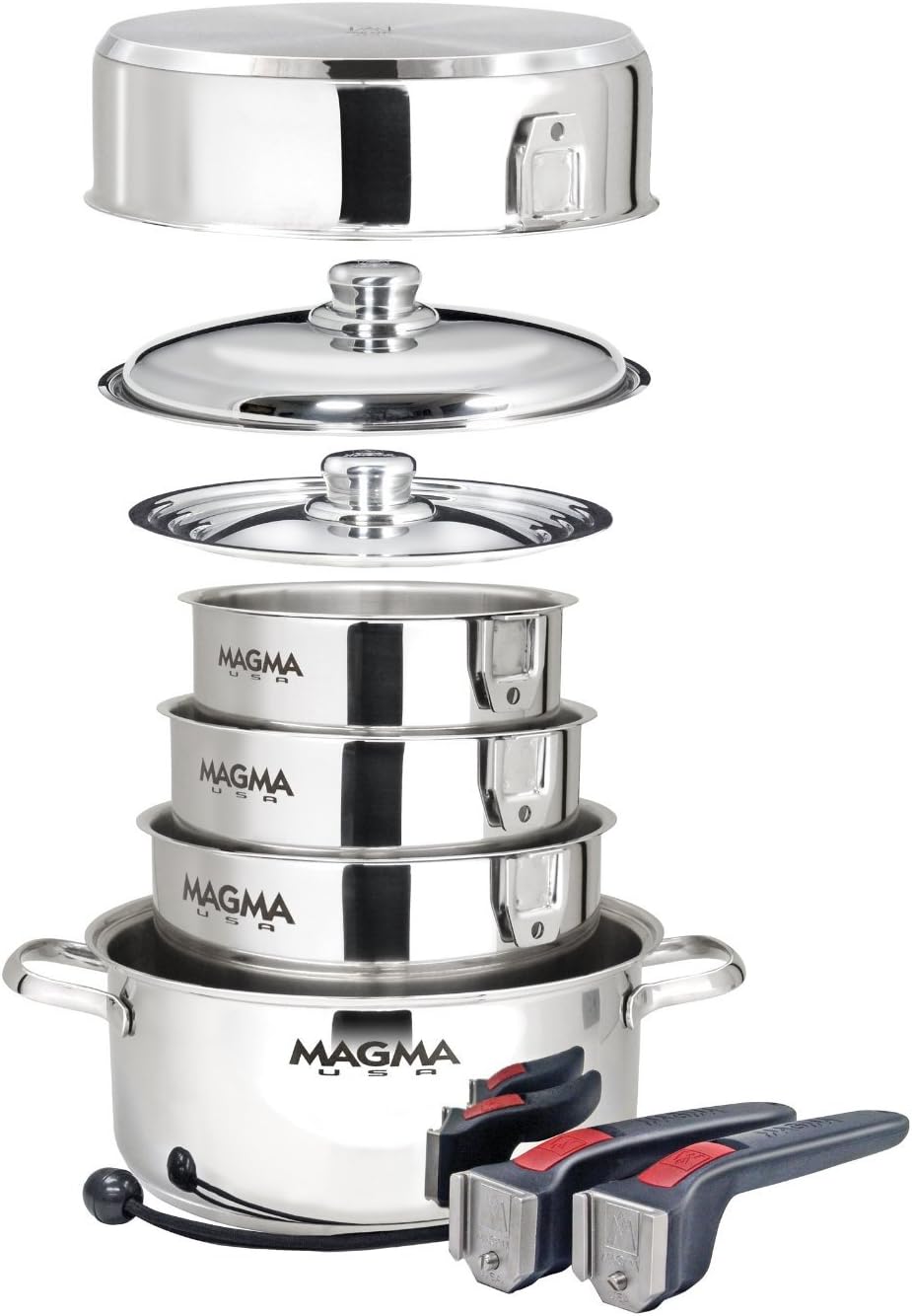 Magma 10-piece gourmet nesting stainless steel cookware set