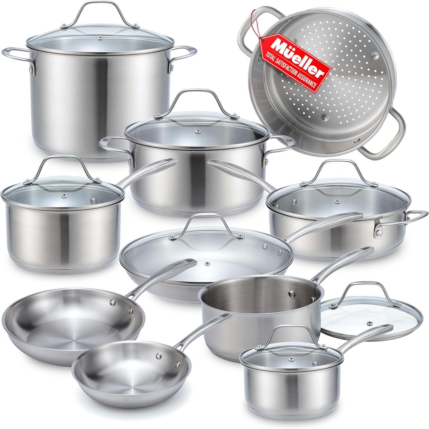 multiply clad cookware - Nice Cookware Mueller pots and pans set 17-piece review
