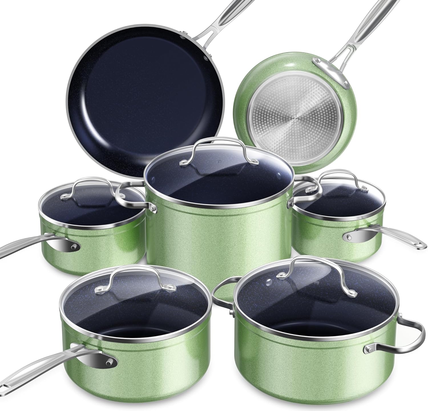 best stainless steel cookware - Nice Cookware Nuwave healthy duralon blue ceramic nonstick cookware set