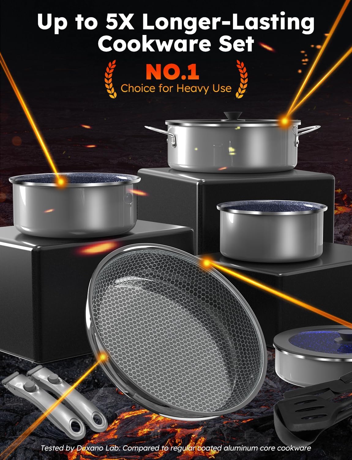 Pro duxano 12pc nonstick pots and pans set