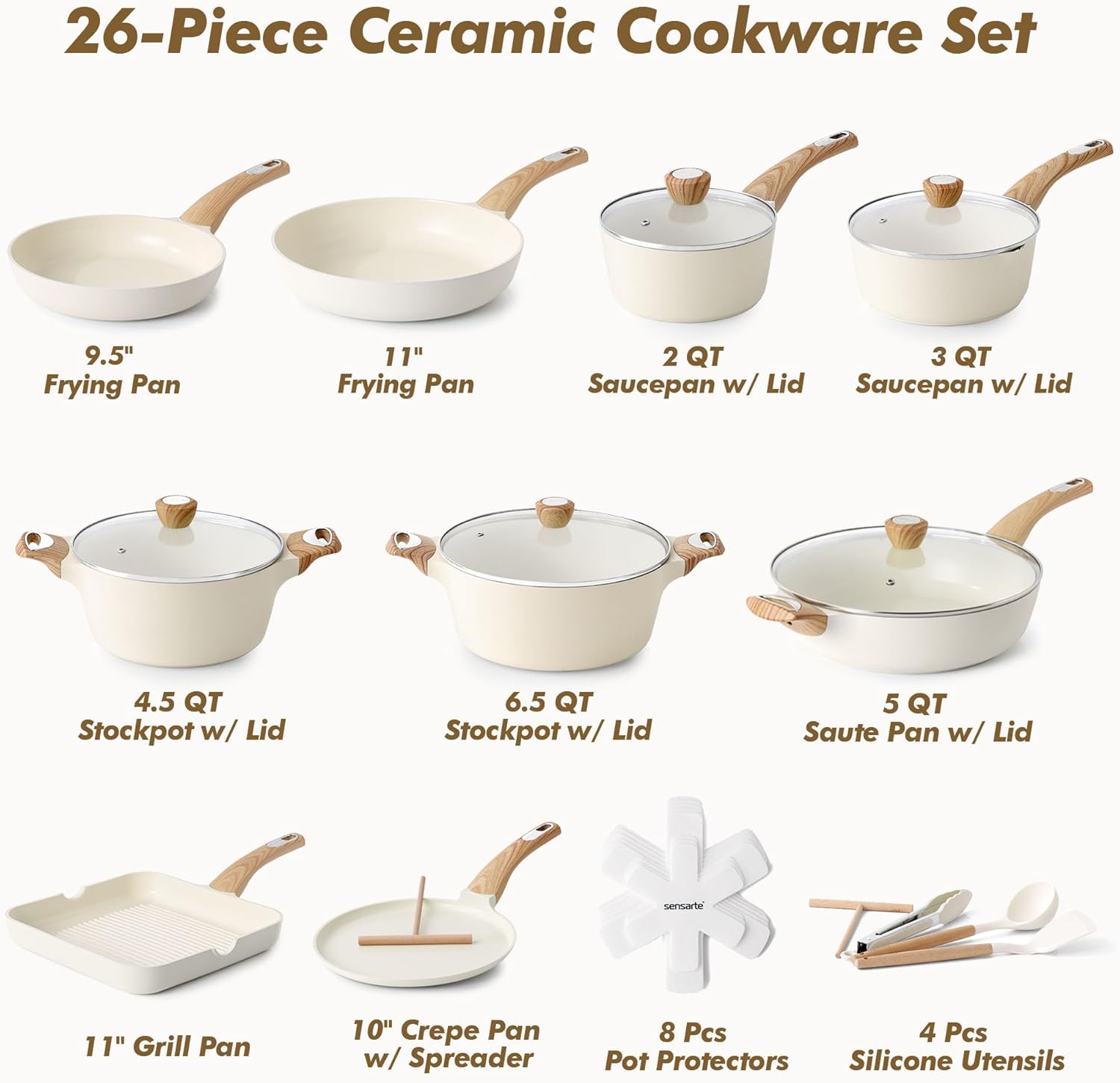 ceramic nonstick pans - Nice Cookware Sensarte ceramic cookware 26-piece set review