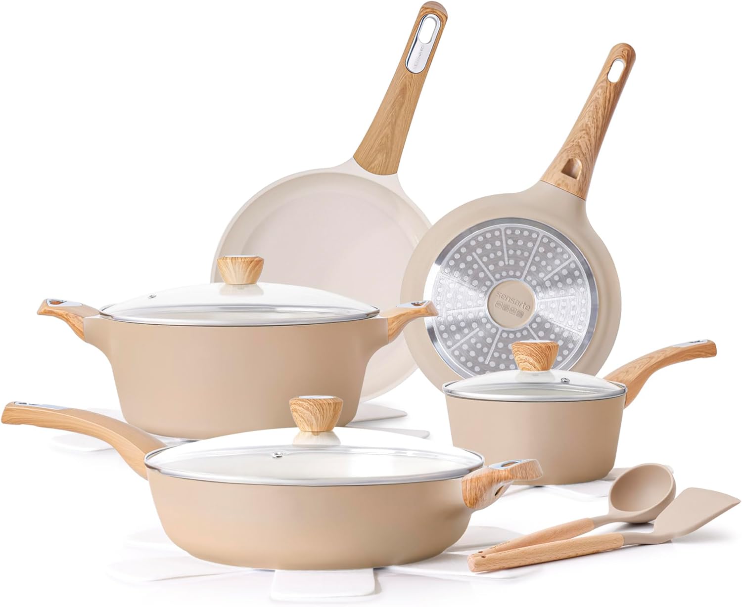 Sensarte ceramic pots and pans set nonstick review