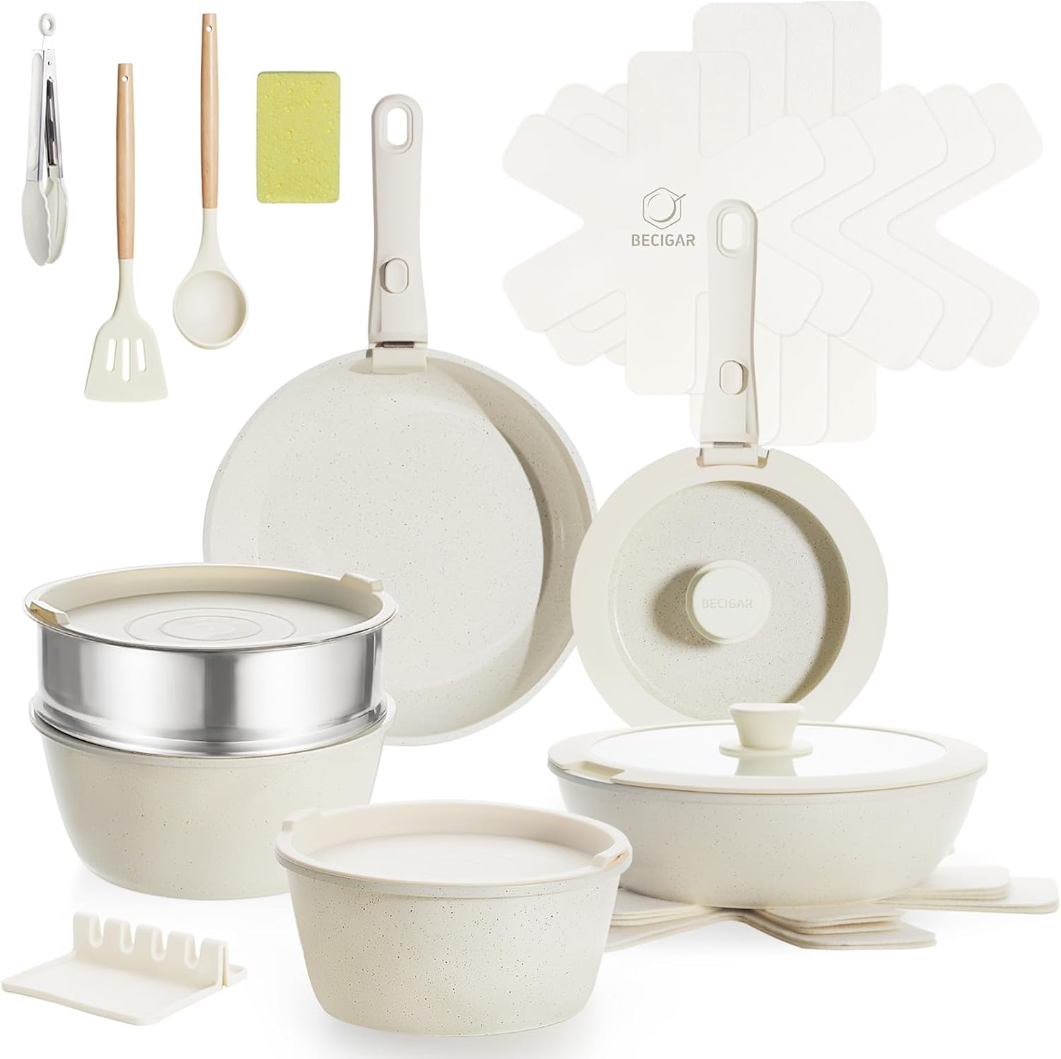 cookware for serious home cook - Nice Cookware 21pcs pots and pans set ceramic review