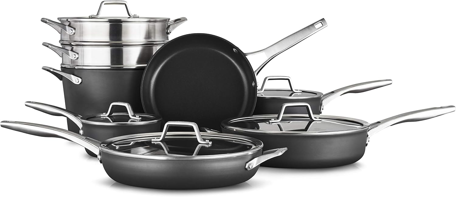 Calphalon Premier Hard-Anodized Nonstick Cookware 11-Piece Pots and Pans Set Dishwasher and Oven Safe with MineralShield Nonstick Technology Durable and Versatile Kitchen Cookware Calphalon Premier Hard-Anodized Nonstick Cookware 11-Piece Pots and Pans Set Dishwasher and Oven Safe with MineralShield Nonstick Technology Durable and Versatile Kitchen Cookware