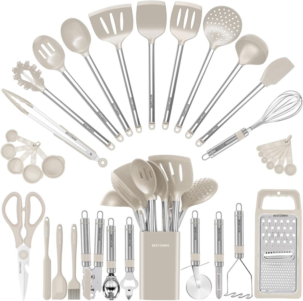 Kitchen Utensil Set-Silicone Cooking Utensils (Khaki) Review | Nice ...