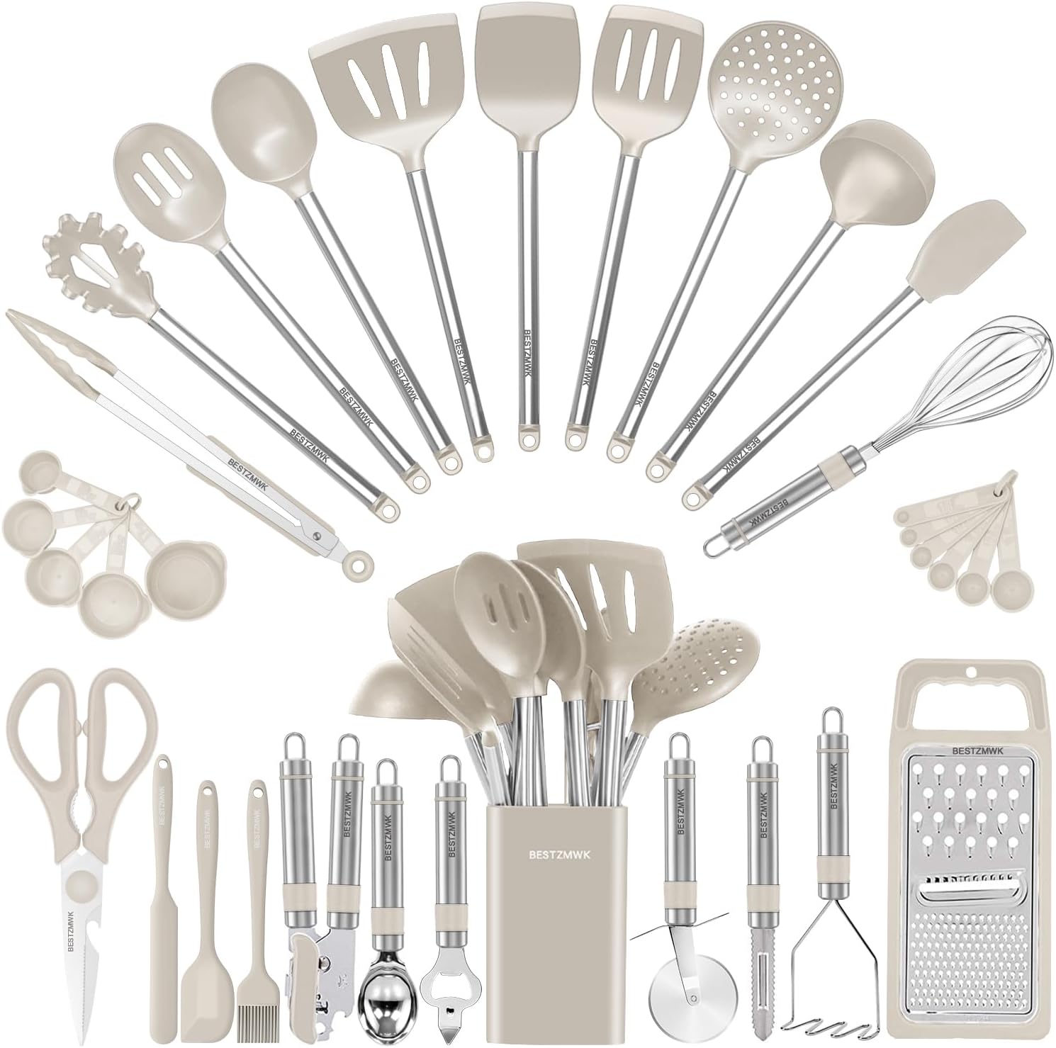 Kitchen Utensil Set-Silicone Cooking Utensils (Khaki) review tips