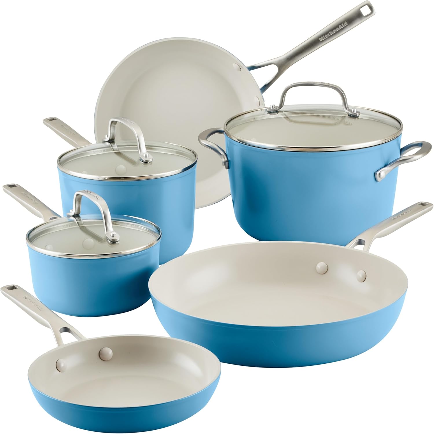 best stainless steel cookware - Nice Cookware Kitchenaid ceramic nonstick cookware set blue velvet review