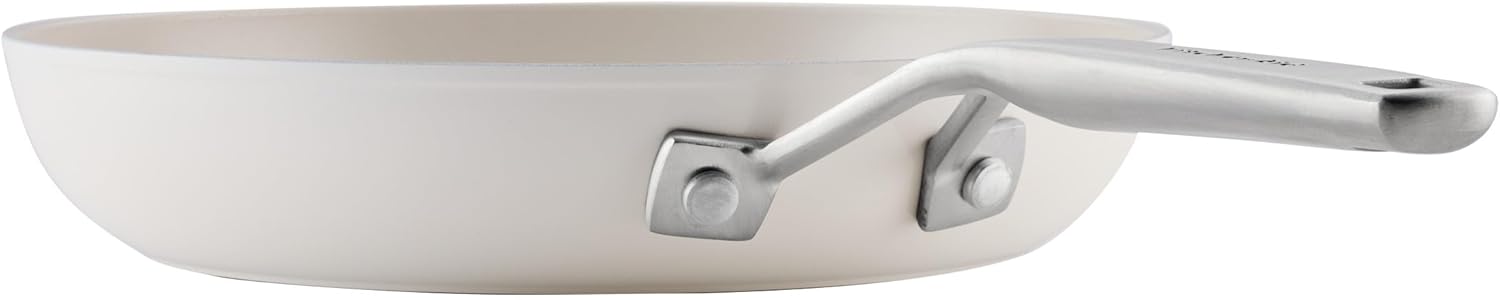 KitchenAid Hard Anodized Ceramic Induction Nonstick Pots and Pans with Saucepans, Frying Pans, Stockpot, and Lids, Dishwasher Safe, 9 Piece Cookware Set with Stainless Steel Handles - Porcelain White