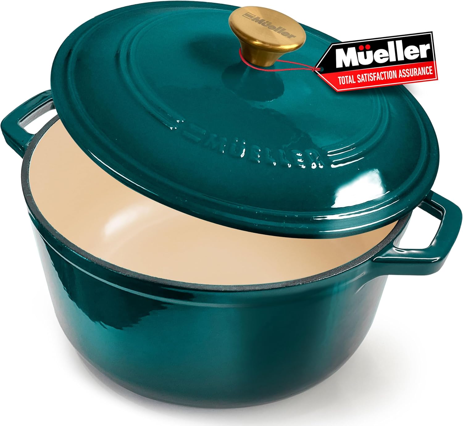 Mueller DuraCast 6 Quart Enameled Cast Iron Dutch Oven Pot with Lid, Heavy-Duty, Oven Safe up to 500° F  Across All Cooktops, Wedding Registry Ideas  Gifts, Emerald