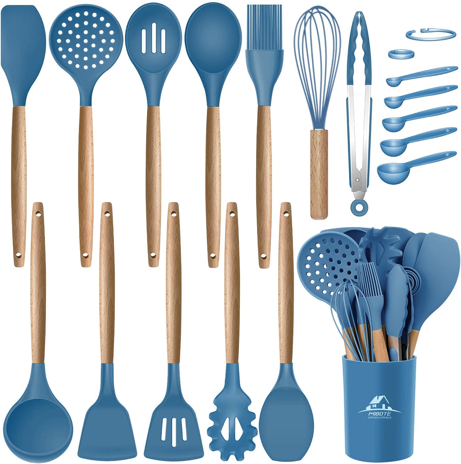 Mibote 17-piece silicone utensil set (blue) review picture