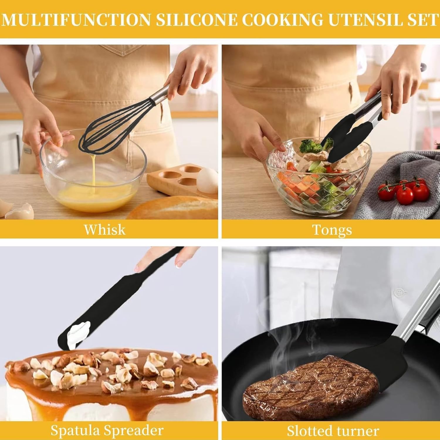 Silicone Kitchen Cooking Utensils Set (35, Black) review