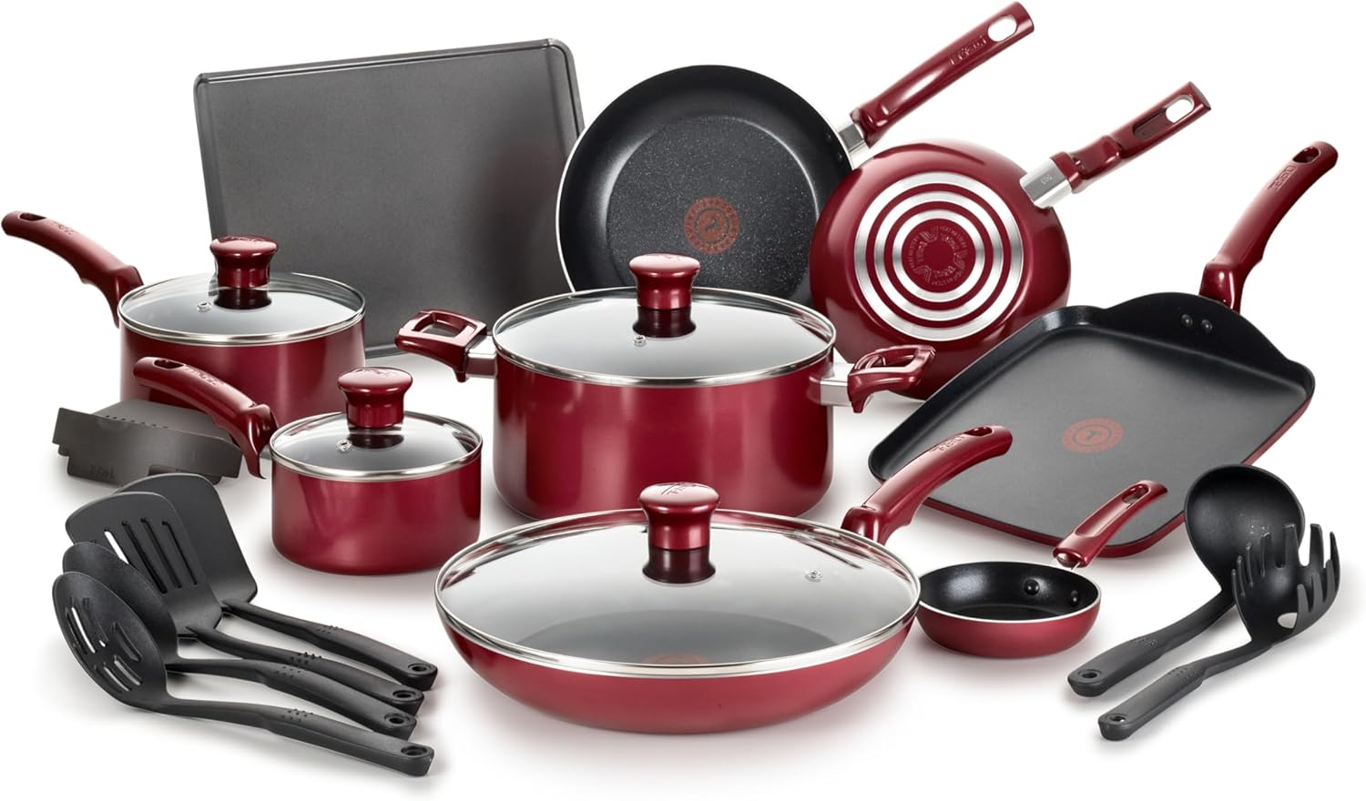 T-fal Essence 20-Piece Nonstick Cookware Set Red review