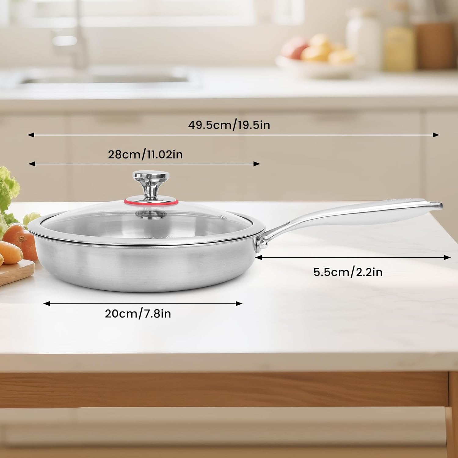 Titanium Hammered Pan Pro with Lid – 11.02 Inch Titanium Non Stick Frying Pan | Scratch-Resistant, Even Heating Cookware for All Stovetops (11in-With Lid)