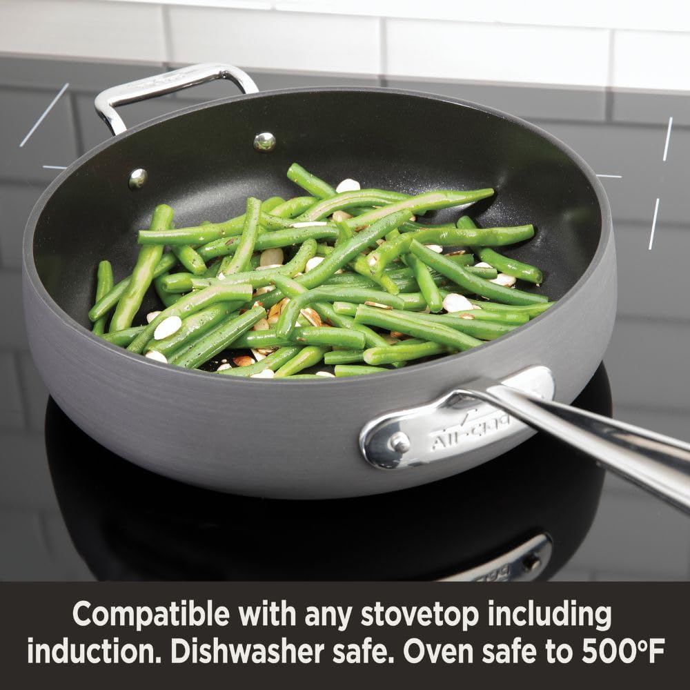 All-Clad HA1 Hard Anodized Non Stick Everyday Pan w/ Lid and Handles, Inch, Induction, Oven Broiler Safe 500F, Lid Safe 350F, Deep Frying Pan, Skillet, Pots and Pans, Kitchen, Cookware, Black All-Clad HA1 Hard Anodized Non Stick Everyday Pan w/ Lid and Handles, Inch, Induction, Oven Broiler Safe 500F, Lid Safe 350F, Deep Frying Pan, Skillet, Pots and Pans, Kitchen, Cookware, Black