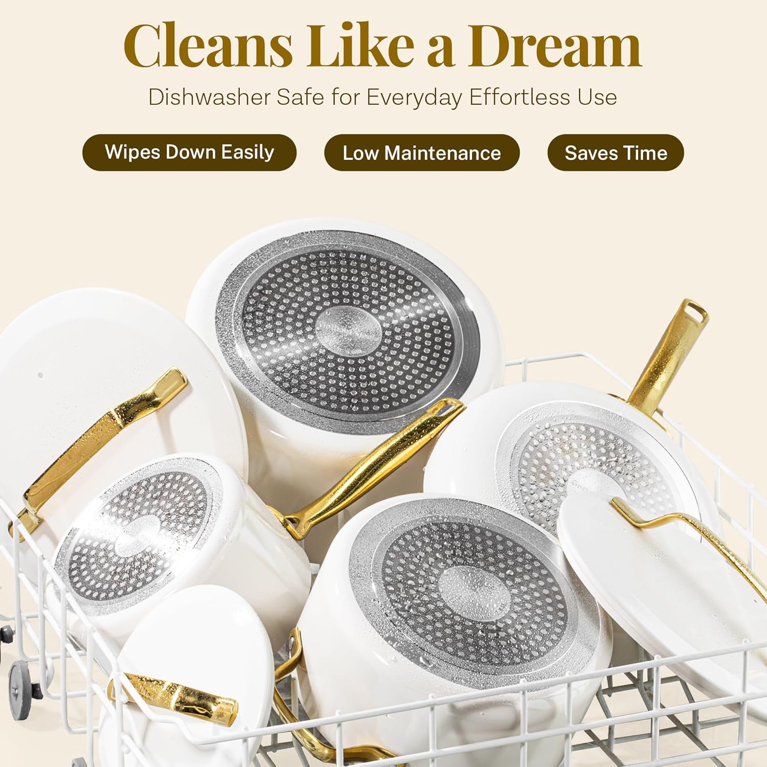 Gotham Steel Modern 11 Pc Ceramic Cookware Set, Elegantly Designed Pots and Pans Set Non Stick with Steamer, Induction Bottom, Premium Stay Cool Handles, Non Toxic PFOA Free, Oven & Dishwasher Safe