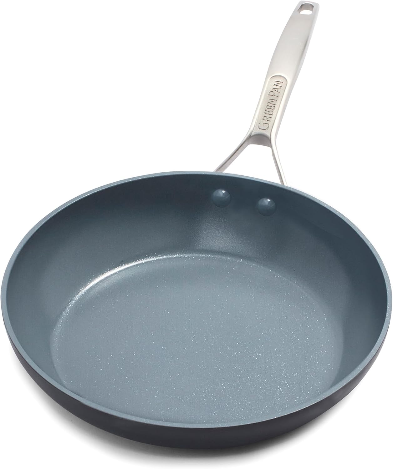 GreenPan Paris Pro Hard Anodized Healthy Ceramic Nonstick, 10″ and 12″ Frying Pan Skillet Set, PFAS-Free, Dishwasher Safe, Grey
