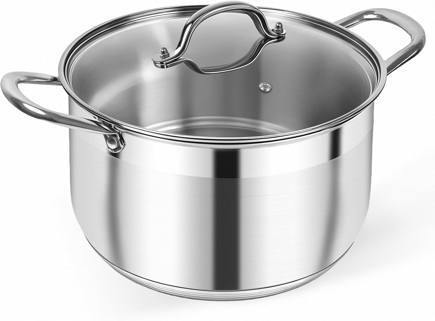 Kirecoo Stainless Steel Stock Pot - Quart Heavy Duty Induction Cooking Pot with Visible Lid for Pasta, Soup, Spaghetti, Nonstick Thick Bottom Big Stockpot, Deep Cookware for Canning, Boiling, Simmer