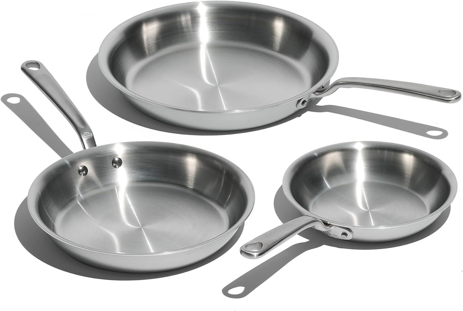 Made In Cookware | 3-Piece (Includes 8″,10″,12″) Stainless Frying Pan Set | 5 Ply Stainless Clad | Professional Cookware | Crafted in Italy | Induction Compatible