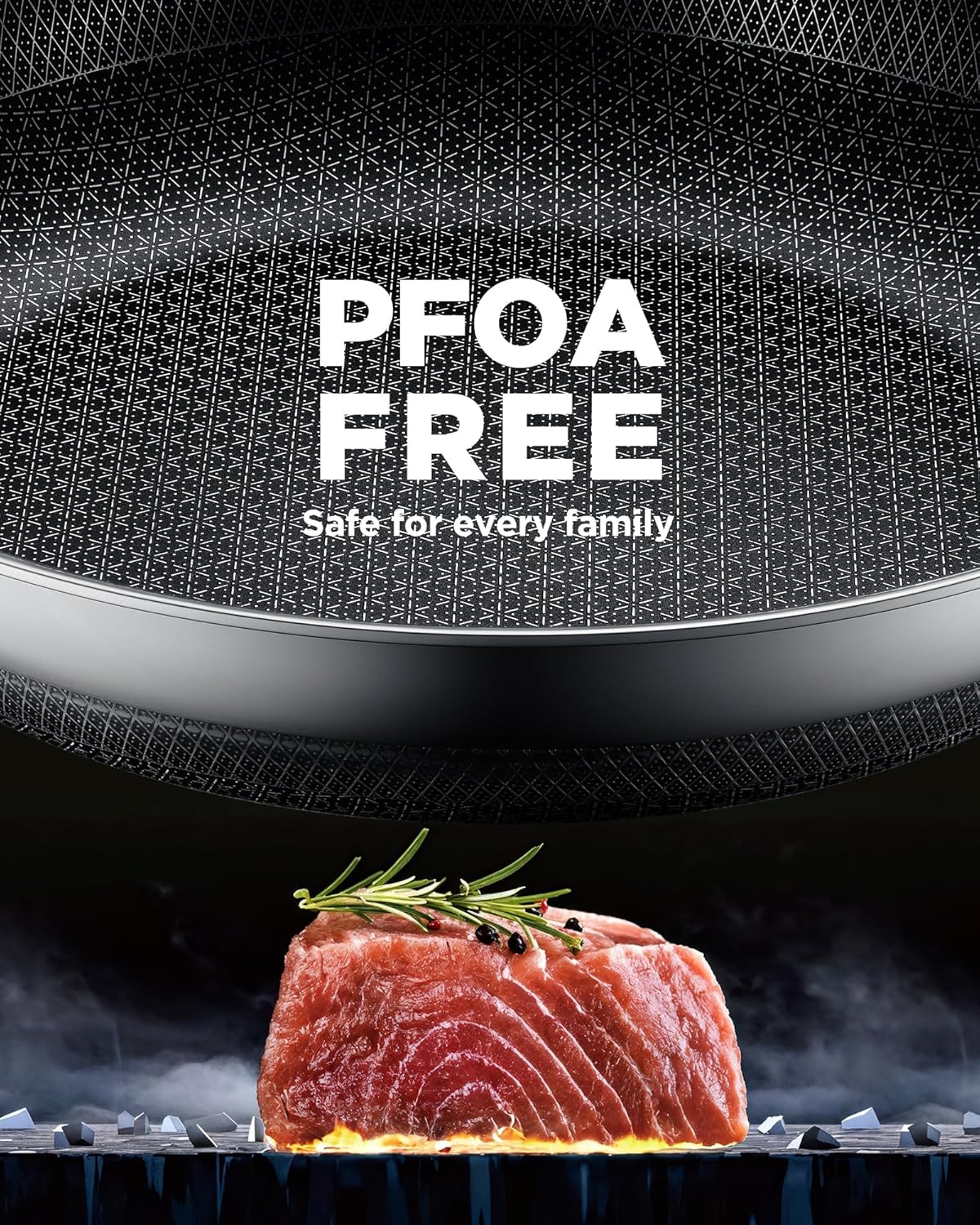 Non Stick Frying Pans with 2 Lids, 8+10+12 inch, Hybrid Frying Pans Set Nonstick,Skillets Stainless Steel Fajita, Dishwasher & Oven-Safe, Induction Compatible Cooking Pan, PFOA Free Cookware