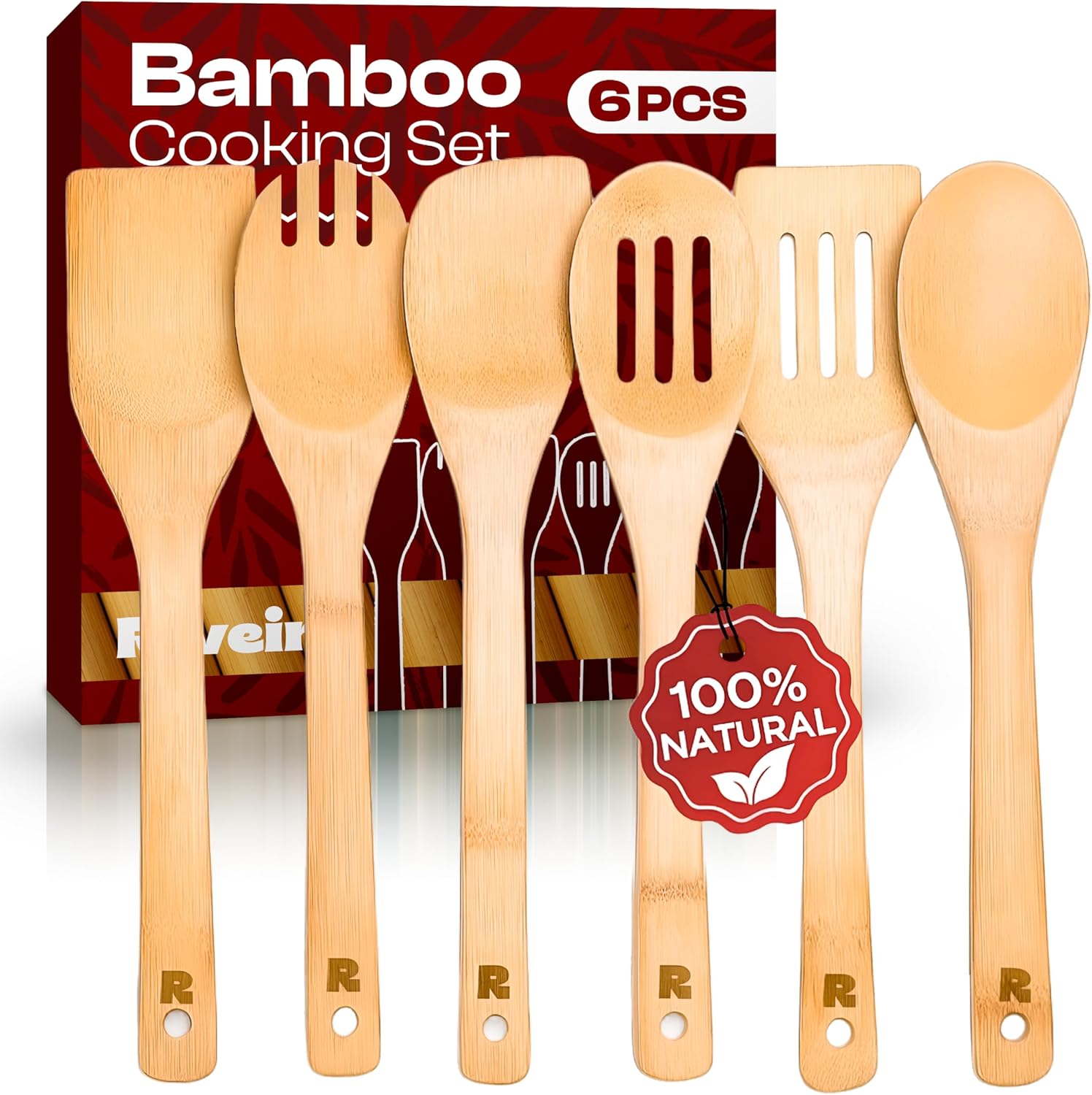 Riveira Dark Bamboo Wooden Spoons for Cooking 6-Piece, Apartment Essentials Wood Spatula Spoon Nonstick Kitchen Utensil Set Premium Quality Housewarming Gifts for Everyday Use Riveira Dark Bamboo Wooden Spoons for Cooking 6-Piece, Apartment Essentials Wood Spatula Spoon Nonstick Kitchen Utensil Set Premium Quality Housewarming Gifts for Everyday Use