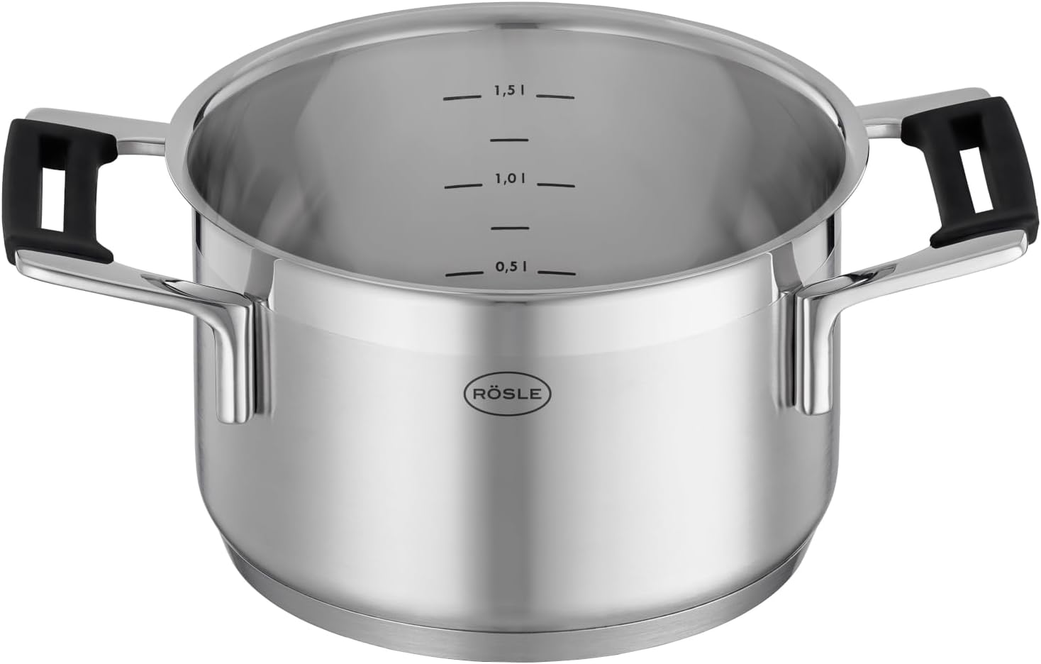 Rosle 91961 Silence Pro Stainless Steel High Casserole Cooking Pot with Insulated Handles & Lid 16 cm / 6.3 in, Silver