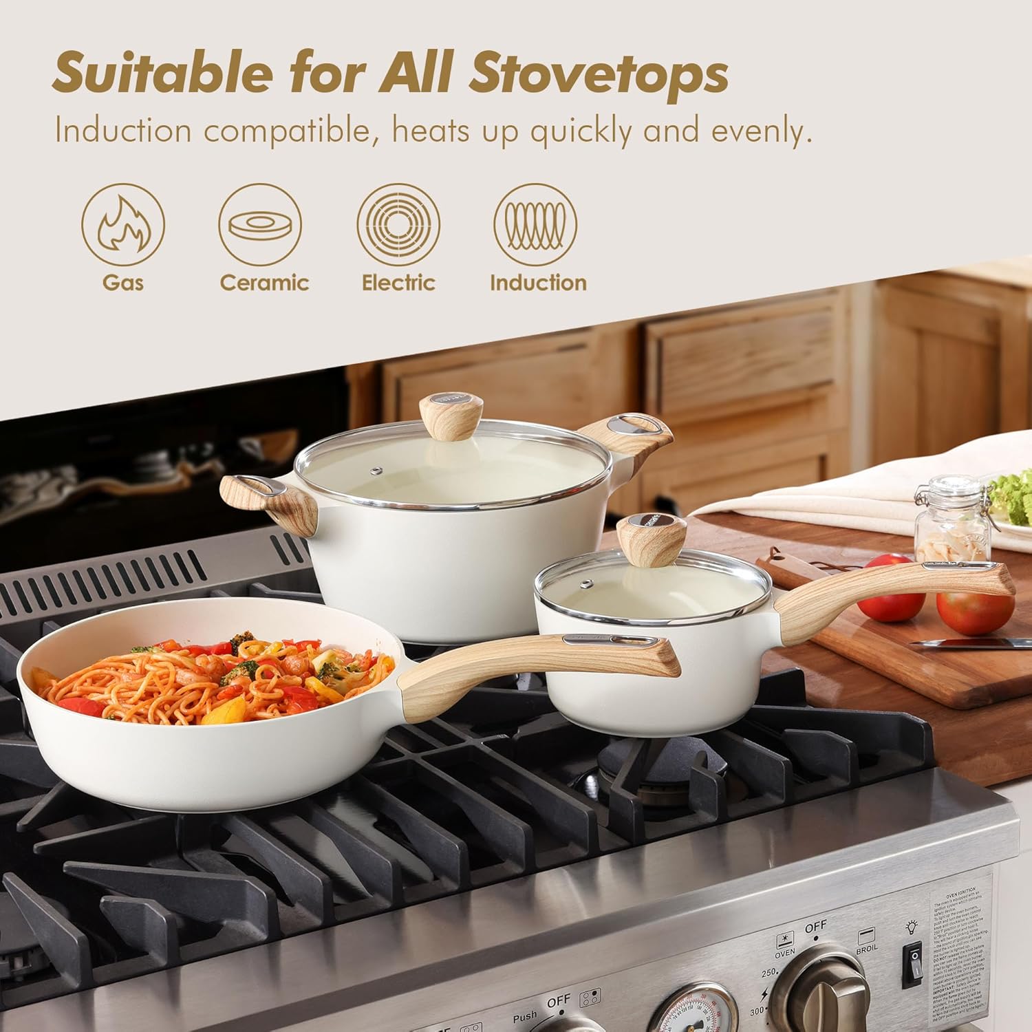 SENSARTE Ceramic Cookware Sets, Pots and Pans Set Non stick, Granite Induction Cookware, Non toxic Healthy Non Stick Kitchen Cooking Set, with Frying Pans Set, PFAS PTFE PFOA PFOS Free,14 Pcs SENSARTE Ceramic Cookware Sets, Pots and Pans Set Non stick, Granite Induction Cookware, Non toxic Healthy Non Stick Kitchen Cooking Set, with Frying Pans Set, PFAS PTFE PFOA PFOS Free,14 Pcs