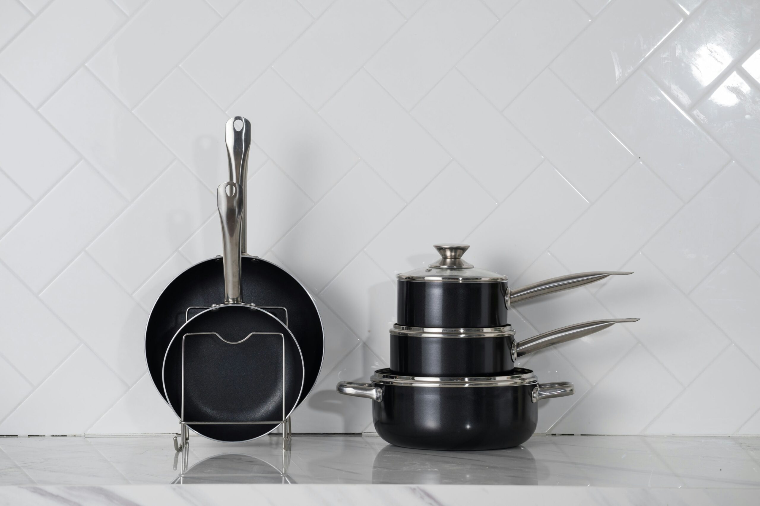 Tri-Ply Stainless Steel Frying Pans Set with Lid, EWFEN 8”/10”/12” Cooking pans, PFOAPTFE Free Skillet, Induction Cooking Pan, Dishwasher and Oven Safe, Fast  Even Heat, Suitable for All Stove