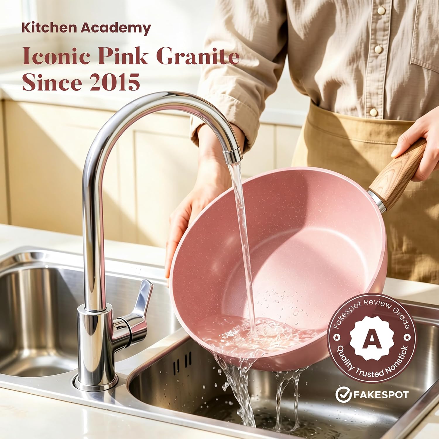 Kitchen Academy Induction Pots and Pans Set Non Stick, 12Pcs Pink Cookware Kitchen Academy Induction Pots and Pans Set Non Stick, 12Pcs Pink Cookware